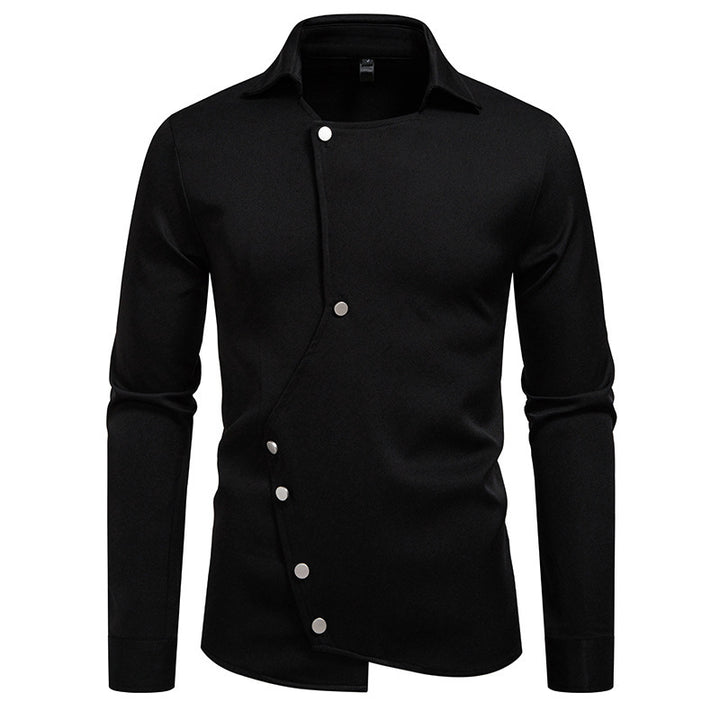 Herren Hemd mit asymmetrischem Knopfdesign und modernem Kragen Drune