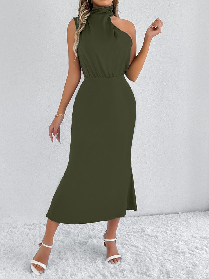 Damen Maxi-Kleid mit asymmetrischem Halter und fließendem Schnitt Drune