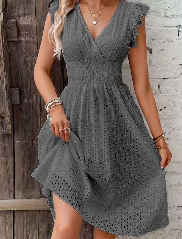 Damen Wickelkleid mit luftigen Rüschen und elastischem Bund Drune