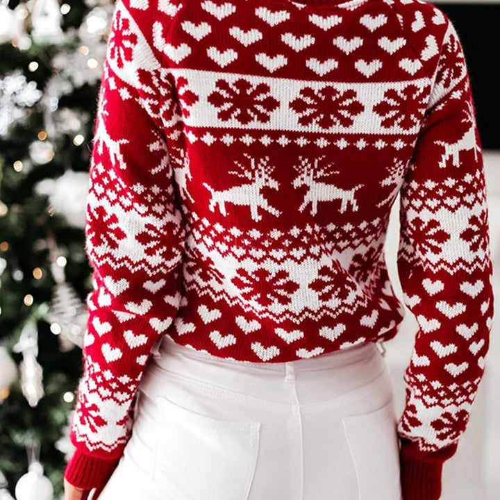 Damen Kuscheliger Weihnachtspullover mit traditionellem Muster Drune