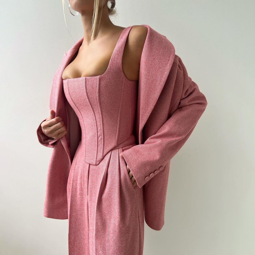 Damen Elegante Blazer- und Korsettkleid-Kombination Drune