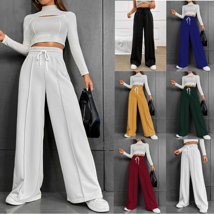 Damen weite Freizeit-Hose mit elastischem Bund und seitlichen Taschen Drune