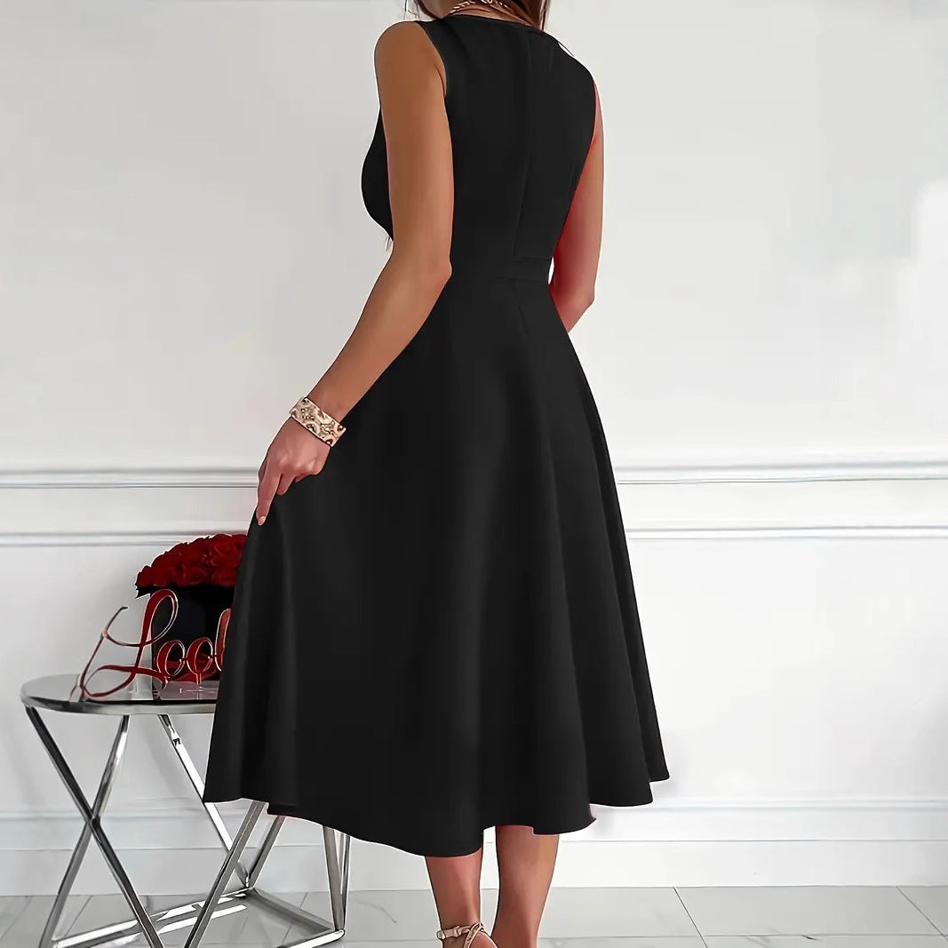 Damen Elegantes Wickelkleid mit schwingendem Rock und tailliertem Oberteil Drune