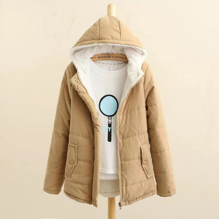 Damen gesteppte Winterjacke mit Kapuze und warmem Innenfutter Drune