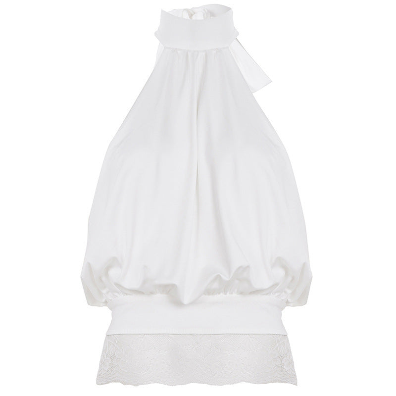 Damen elegantes halterähnliches Top mit Spitzendetails und lockerem Schnitt Drune