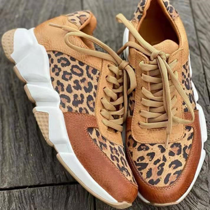 Damen nan sportive Plateau-Sneaker mit Animalprint-Einsätzen, dämpfender EVA-Zwischensohle und gepolstertem Komfortfußbett Drune