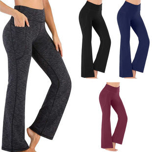 Damen Hochtaillierte Bootcut-Yoga-Hose mit praktischen Taschen Drune