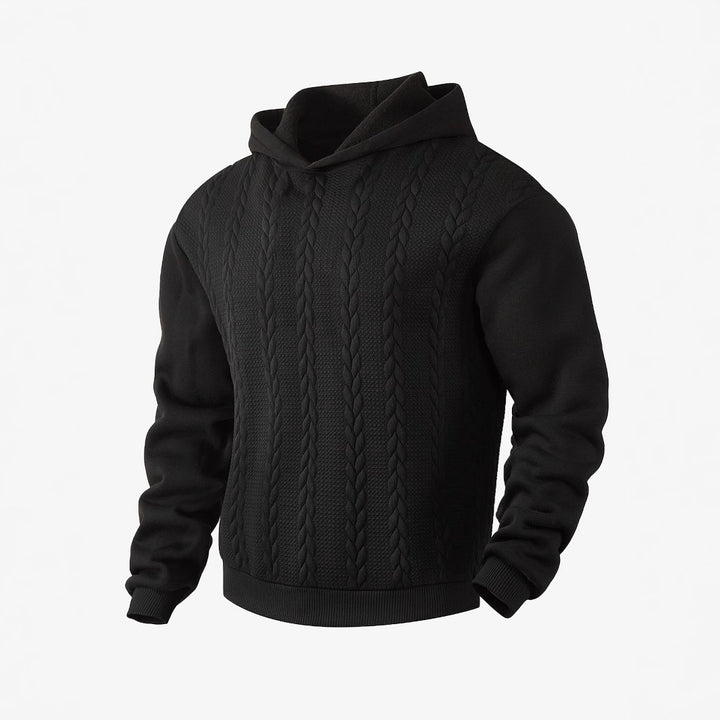 Herren nan Kapuzenpullover im Stricklook mit Zopfmuster und geripptem Saum Drune