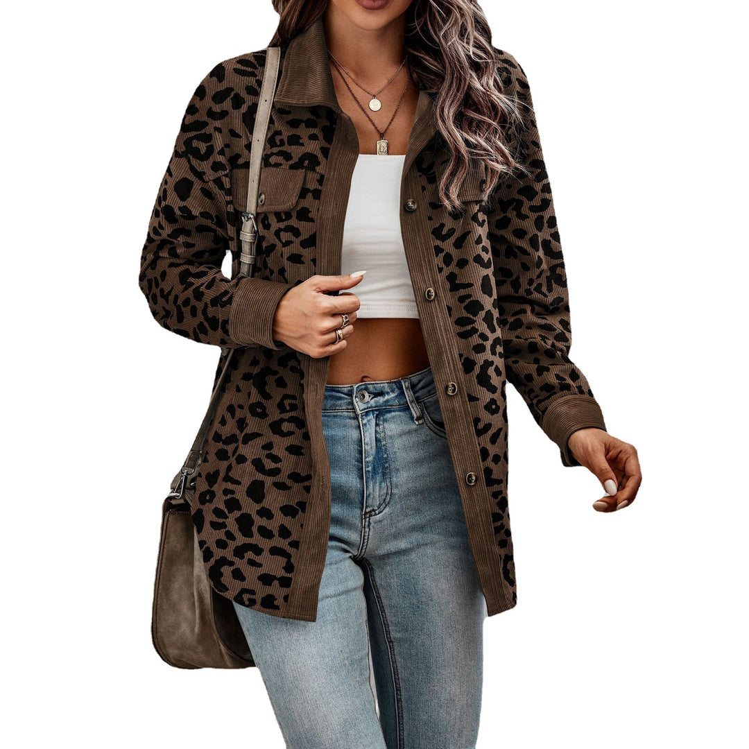 Damen Oversized Hemdjacke mit Leopardenmuster Drune