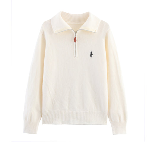 Damen lässiger Pullover mit hochwertigem Kragen und Reißverschluss Drune