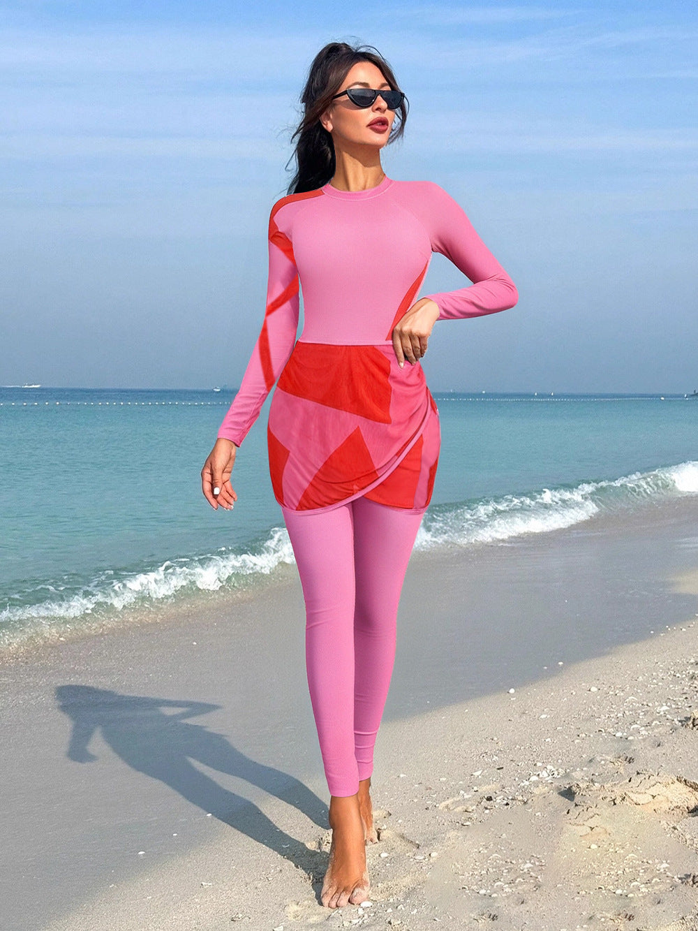 Damen Sportlicher Badeanzug mit schwingendem Rock Drune