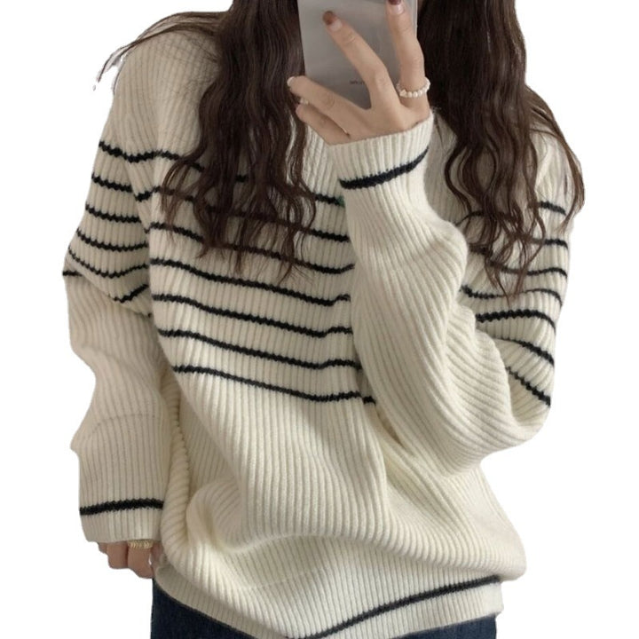 Damen lässiger Pullover mit streifenförmigem Muster und modernem Schnitt Drune