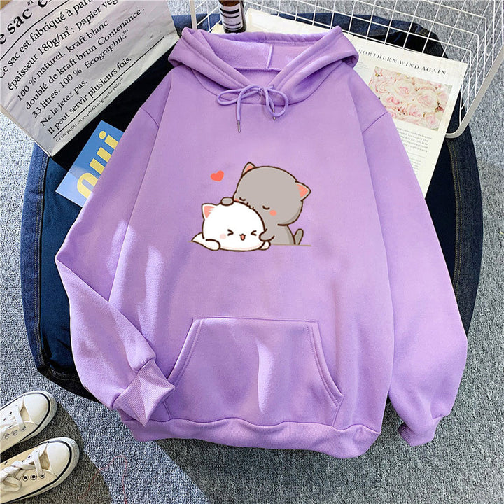 Damen Kapuzenpullover mit verspieltem Katzenmotiv und bequemer Passform Drune