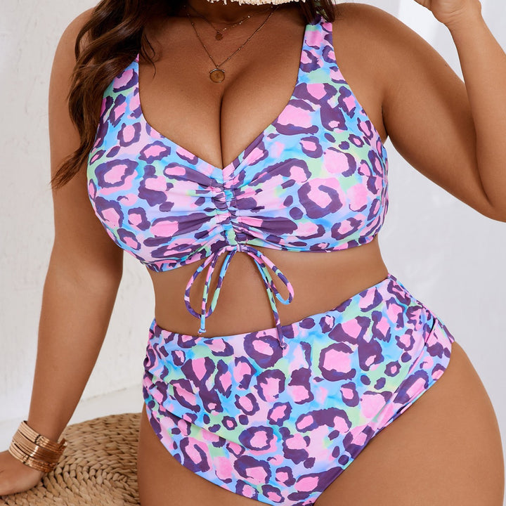 Damen Hochtailliertes Bikini-Set mit verspieltem Leopardenmuster Drune