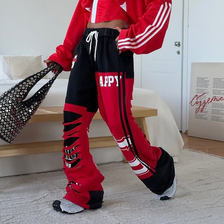 Damen Sportliche Baggy-Hose mit kreativen Cut-Outs und lässigem Stil Drune