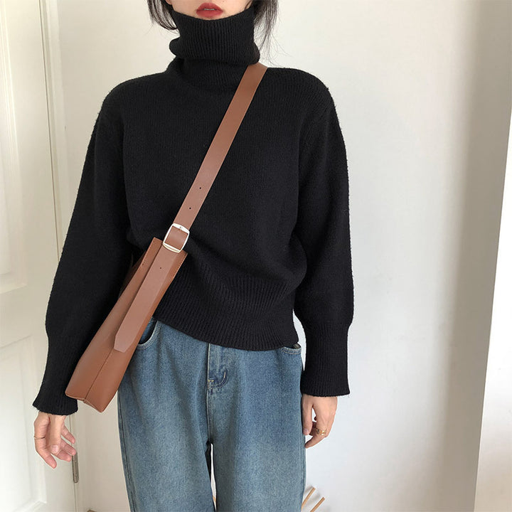 Damen modischer Rollkragenpullover aus weichem Strick Drune