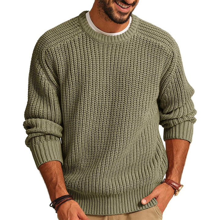 Herren Grobstrick Pullover mit Rundhalsausschnitt und lässigem Schnitt Drune