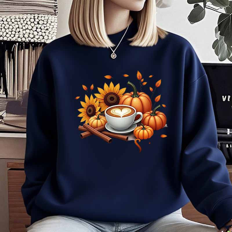 Damen Sweatshirt mit herbstlichem Motiv und besonderem Druck Drune