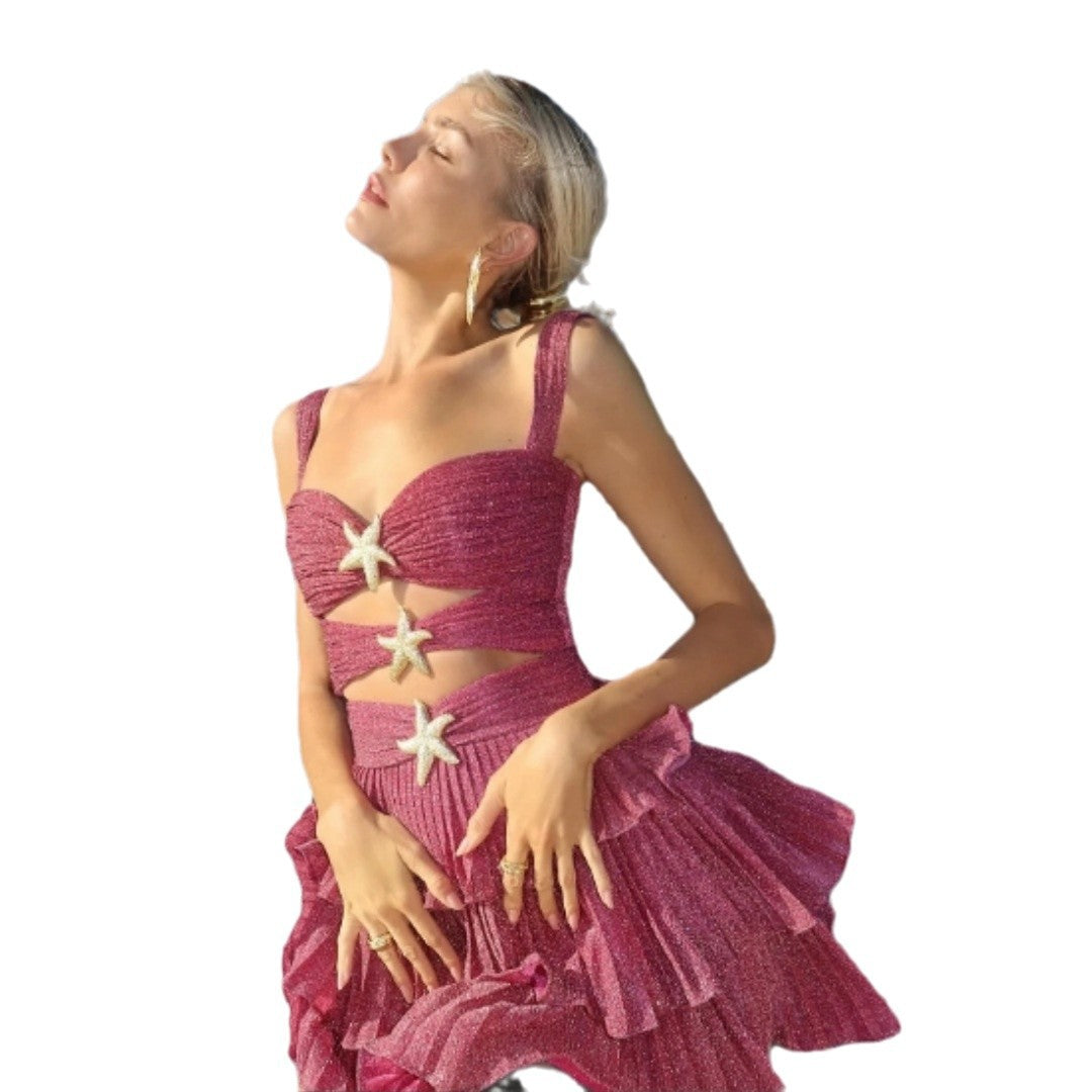 Damen Mini-Kleid mit fließendem Volant-Design und raffinierten Cut-Out-Details Drune