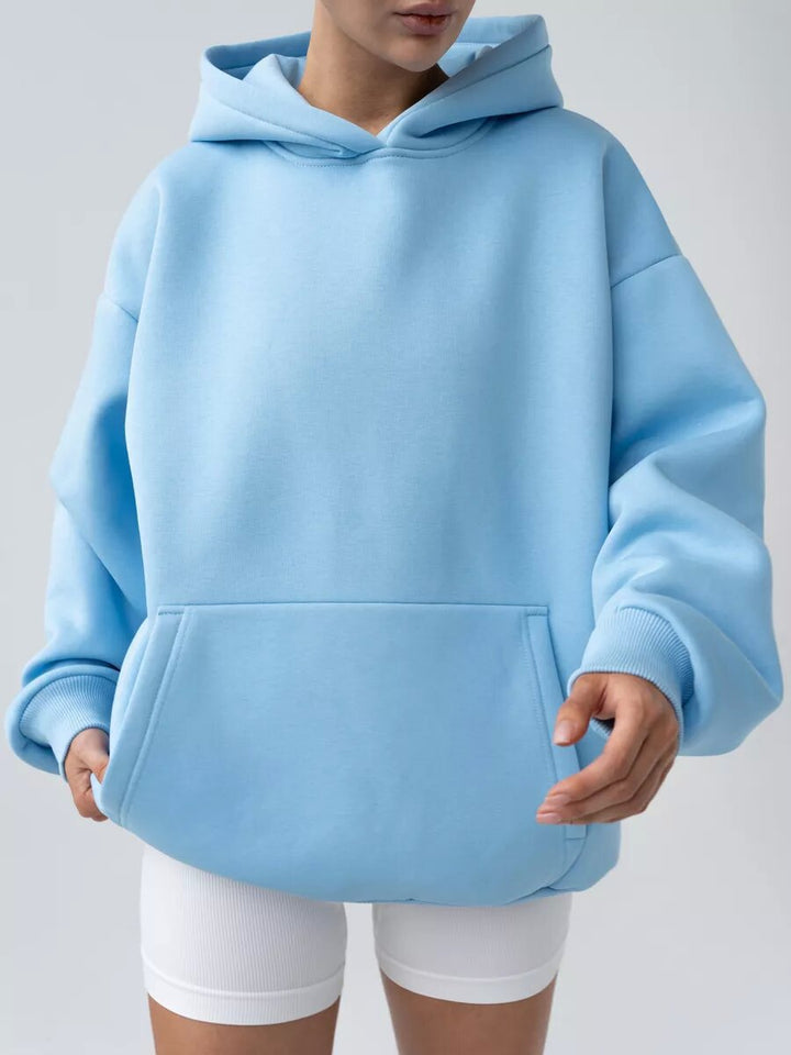 Damen nan oversized Kapuzenpullover mit Kängurutasche und dropped-shoulder Schnitt Drune