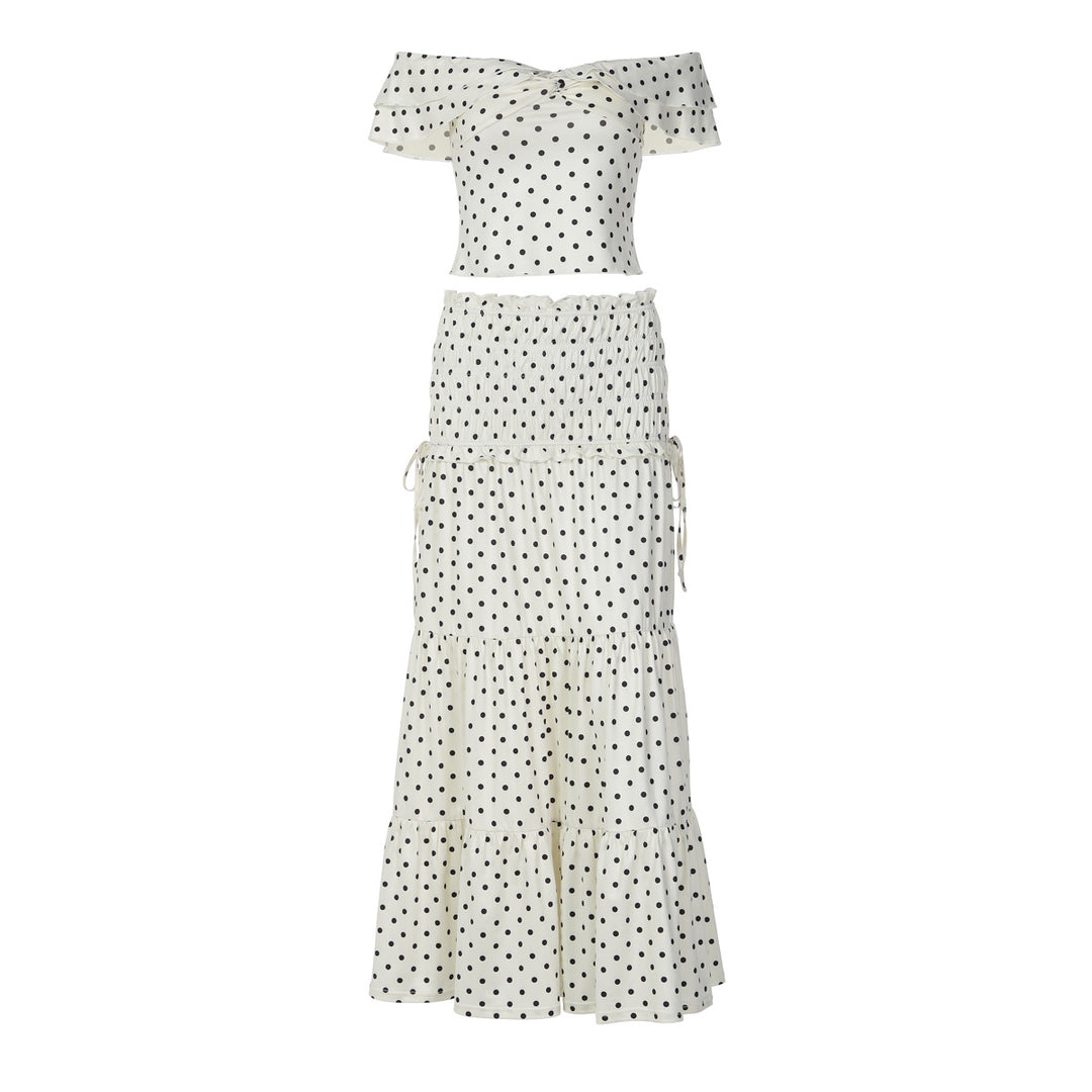 Damen Verspieltes Maxikleid mit schulterfreiem Design und voluminiösen Rüschen Drune