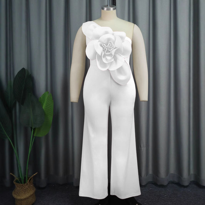 Damen eleganter Overall mit großem Blumenakzent Drune