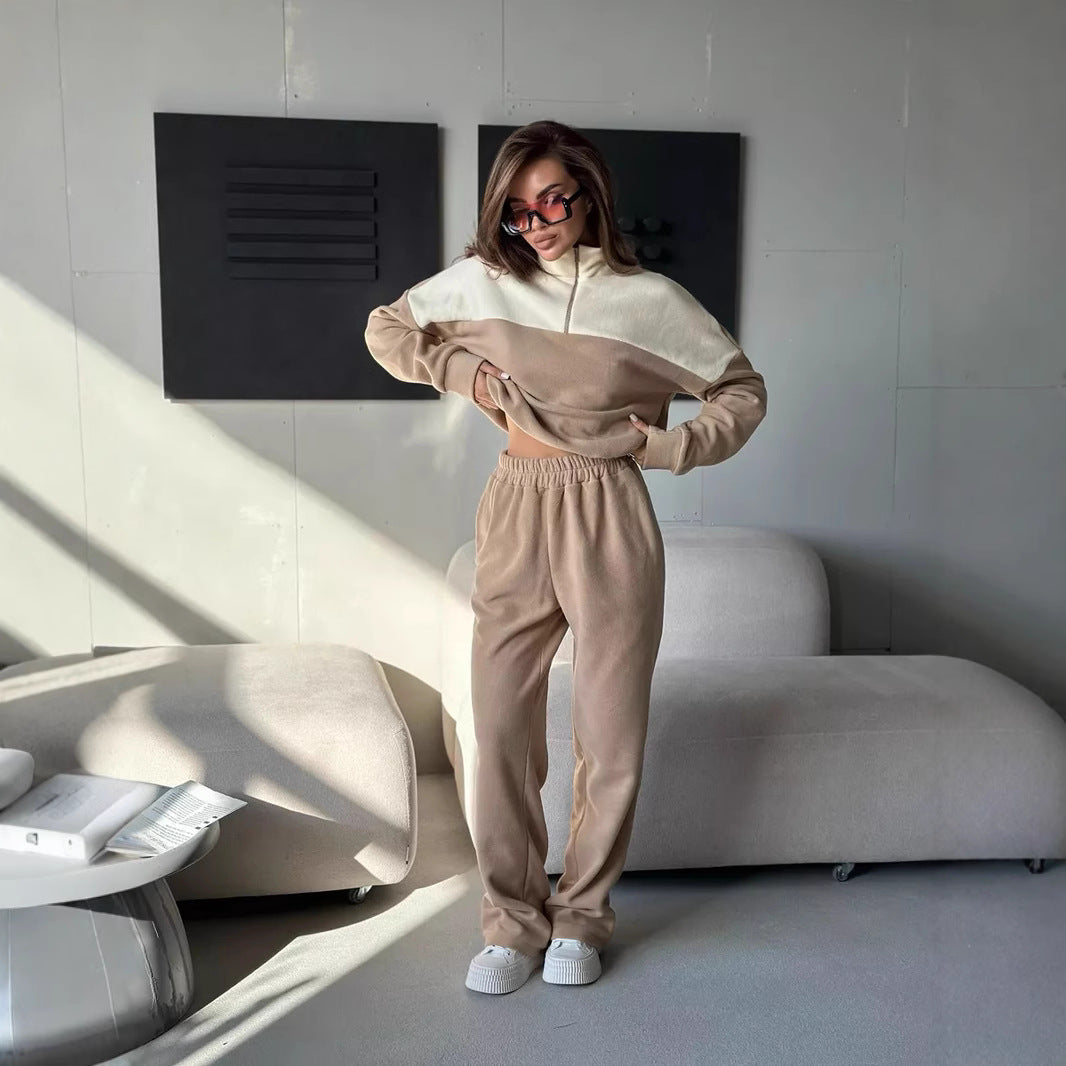 Damen Modisches Loungewear-Set mit Reißverschluss Drune