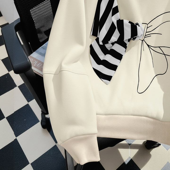 Damen Sweatshirt mit verspieltem Schleifenmotiv und modernem Schnitt Drune