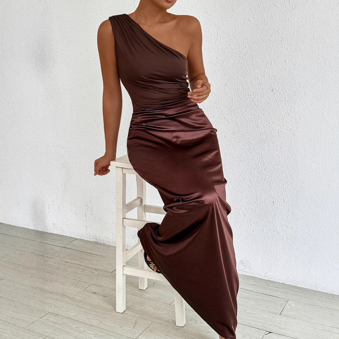 Damen Elegantes und figurbetontes Abendkleid mit asymmetrischem Ausschnitt Drune
