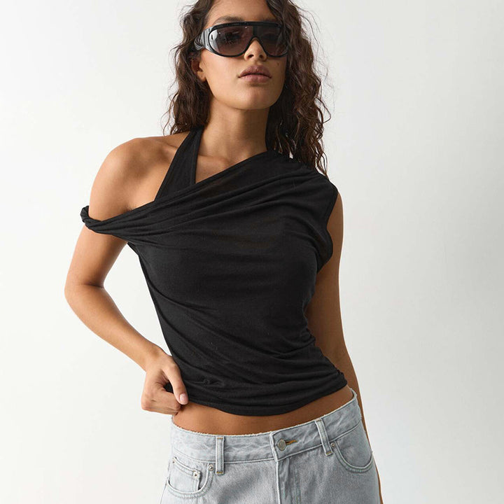 Damen asymmetrisches Trägershirt mit innovativem Schnitt und elegantem Design Drune