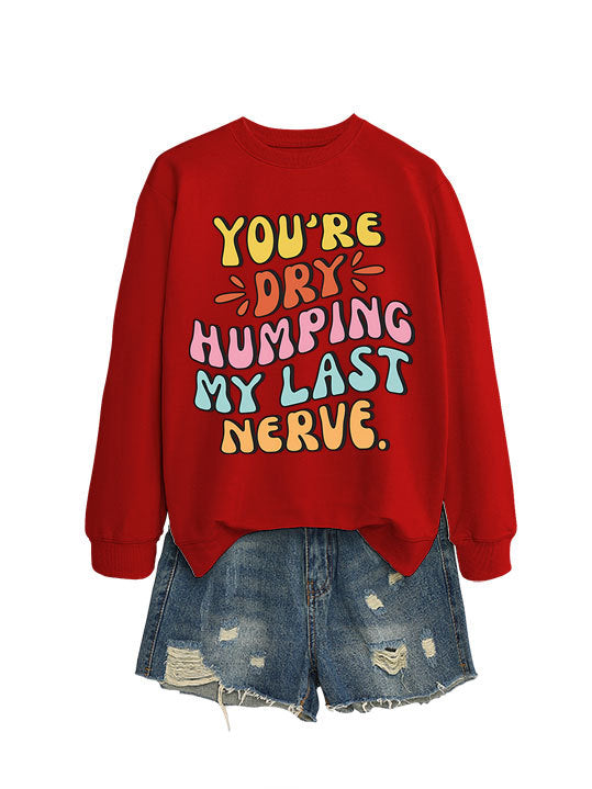 Damen Sweatshirt mit fröhlichem Comic-Slogan und lässigem Schnitt Drune