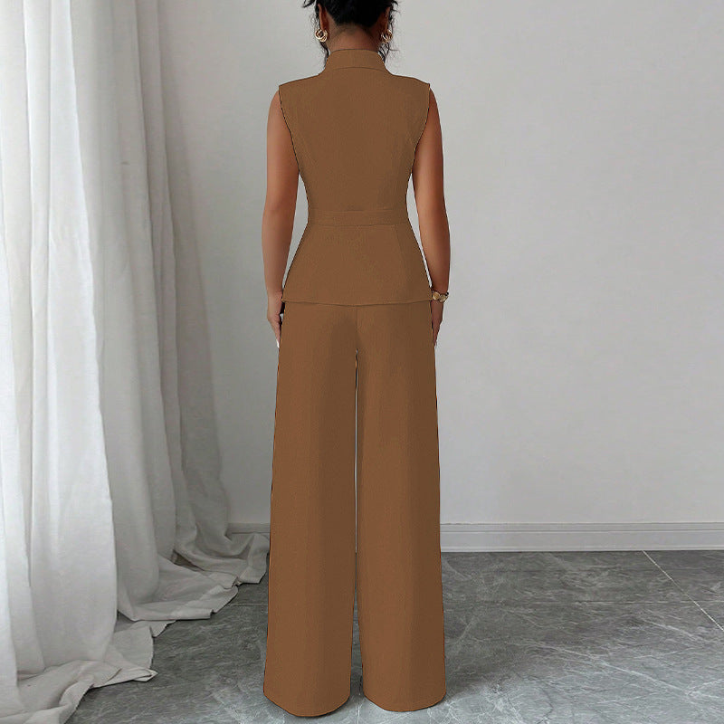 Damen elegantes Hosenanzug-Set mit schickem Reverskragen und modischen Weitbeinen Drune