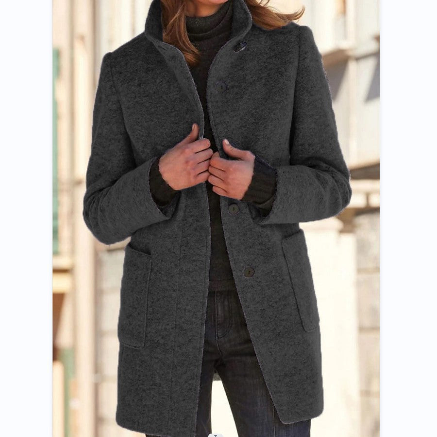 Damen eleganter und warmer Wollmantel Drune