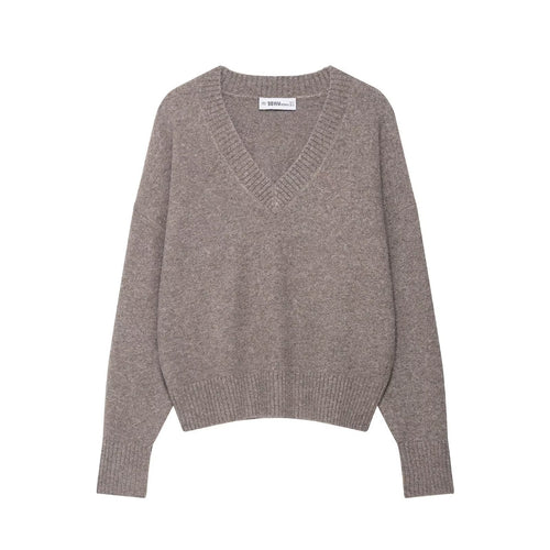 Damen Pullover mit V-Ausschnitt und feinem Strick Drune