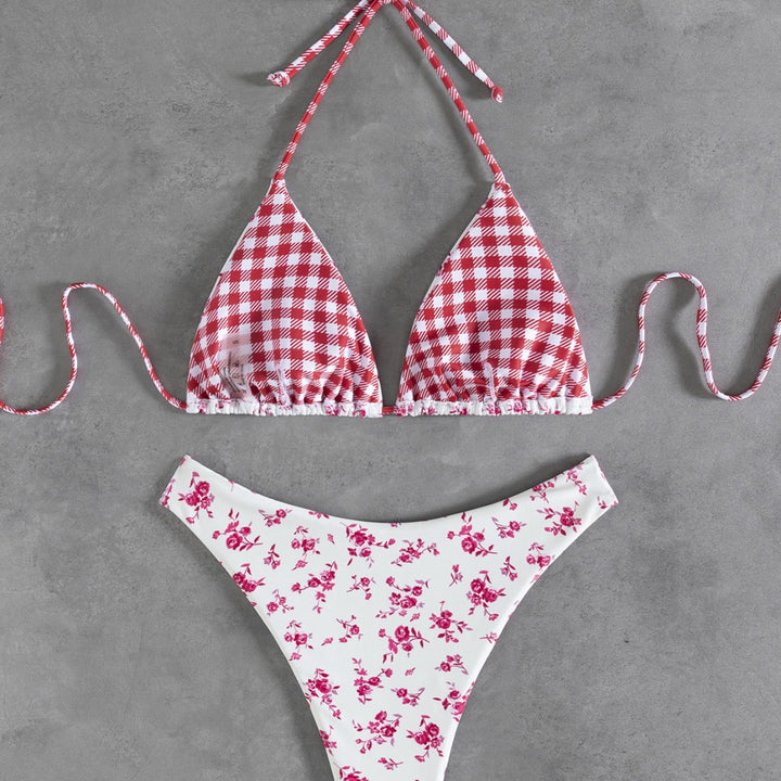 Damen Blumenmuster Bikini Drune