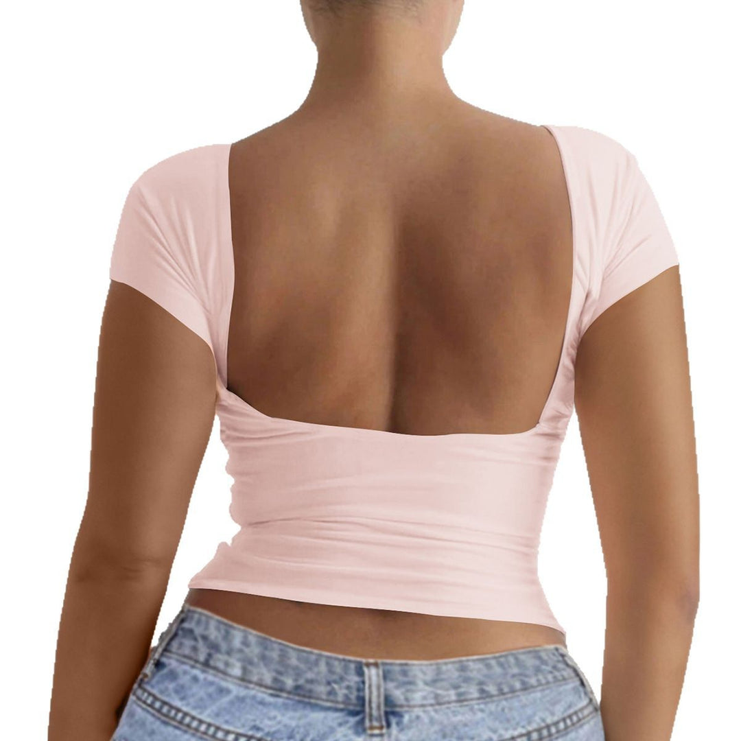 Damen elegantes Off-Shoulder Oberteil mit tiefem Rücken Drune