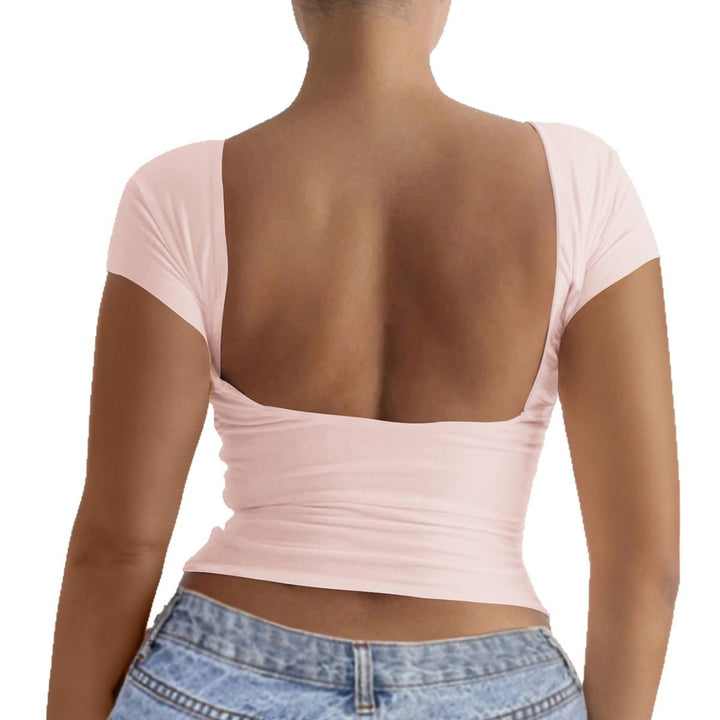 Damen elegantes Off-Shoulder Oberteil mit tiefem Rücken Drune