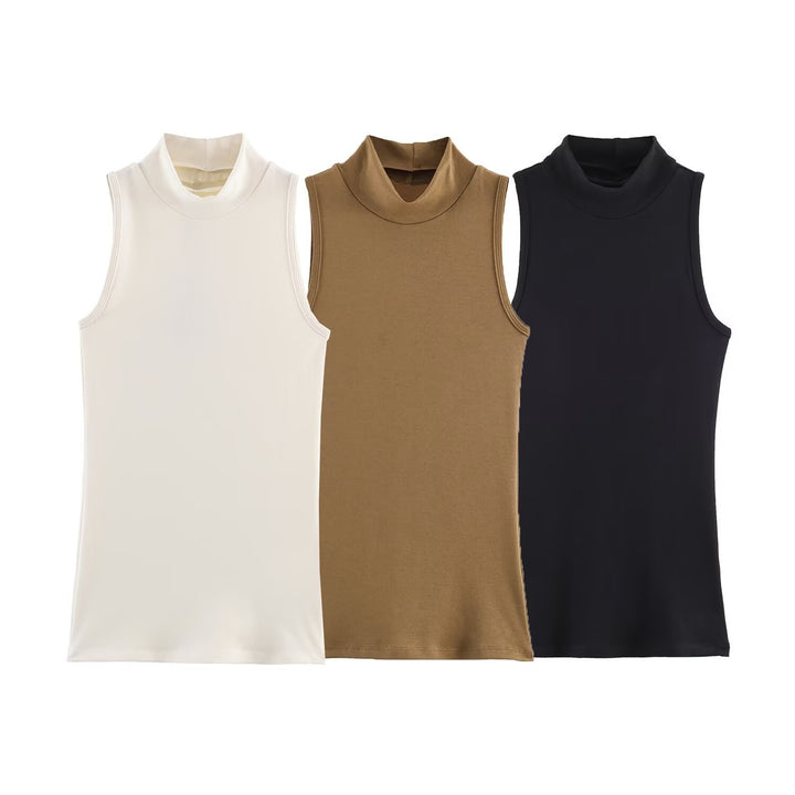 Damen Rollkragen-Tanktop aus weichem Stretch-Material Drune
