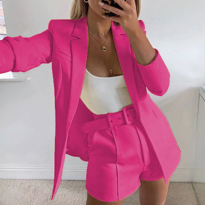 Damen Modisches Blazer-Set mit figurbetontem Schnitt und hoch taillierten Shorts Drune