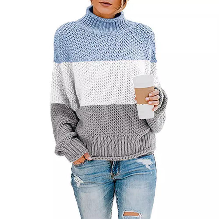 Damen Pullover mit hohem Kragen und strukturierter Webart Drune