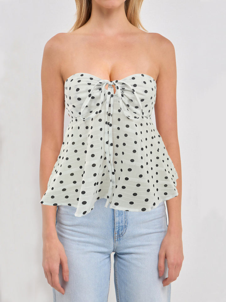 Damen Bandeau-Bluse mit floralem Design und Raffung Drune
