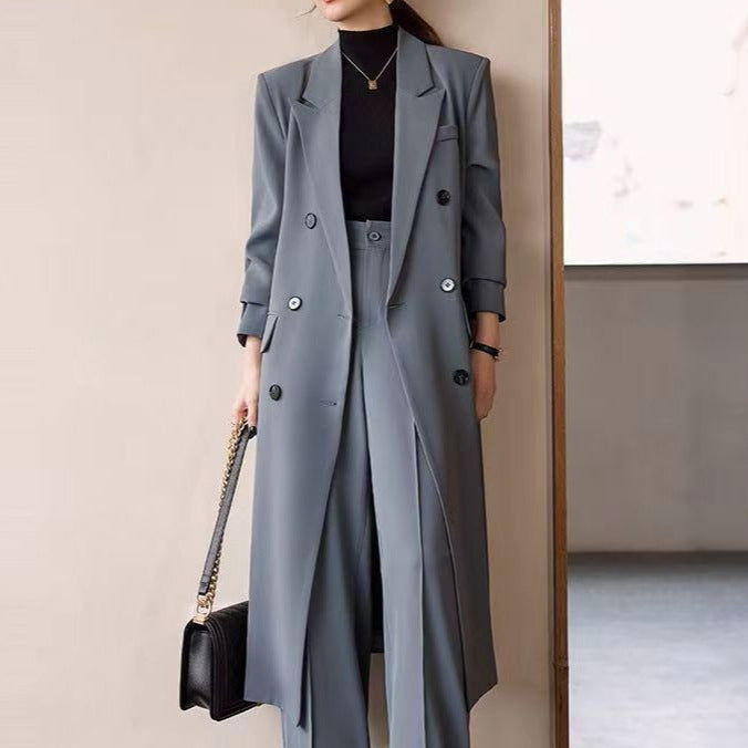Damen Eleganter und taillierter Doppelreiher-Mantel Drune