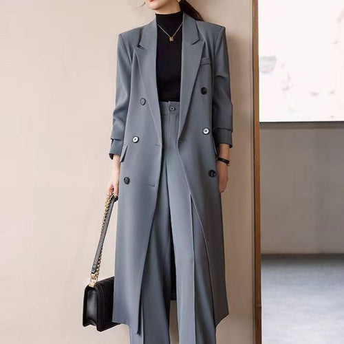 Damen Eleganter und taillierter Doppelreiher-Mantel Drune