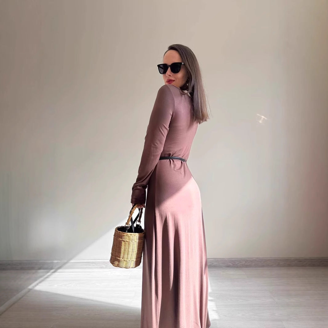 Damen Modisches Maxikleid mit schulterfreiem Design Drune