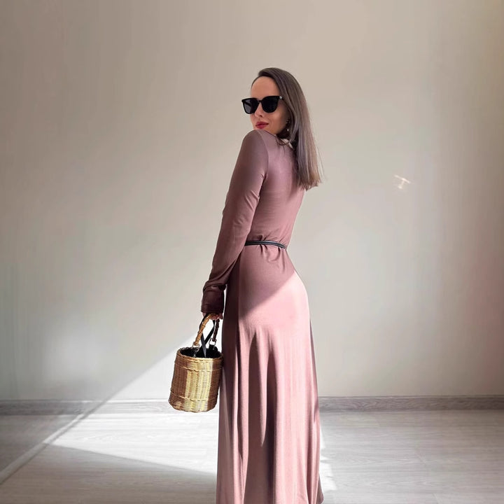 Damen Modisches Maxikleid mit schulterfreiem Design Drune