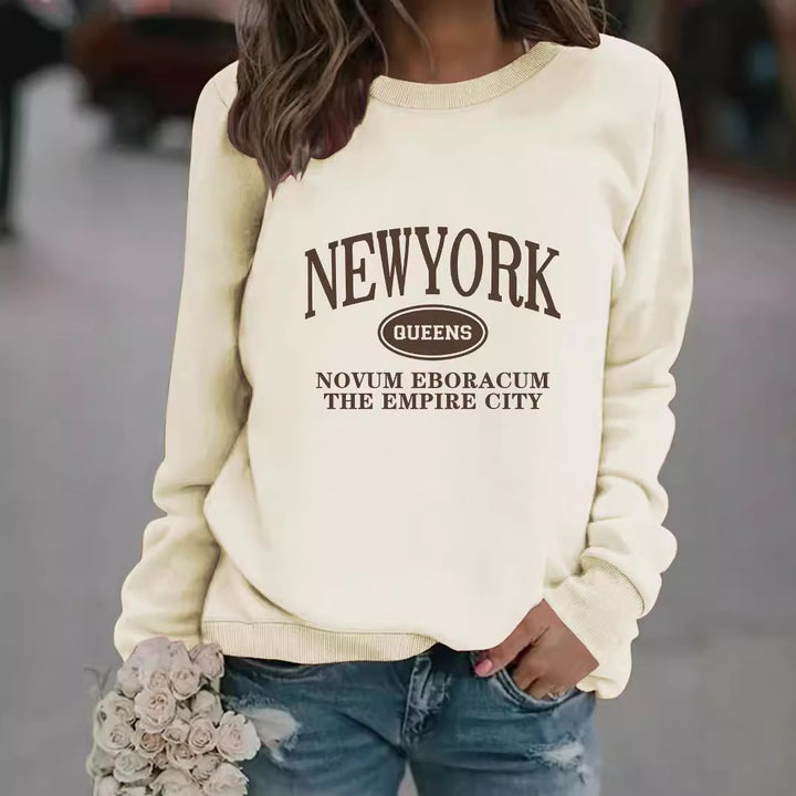 Damen Sweatshirt mit stylischem New Yorker Schriftzug Drune