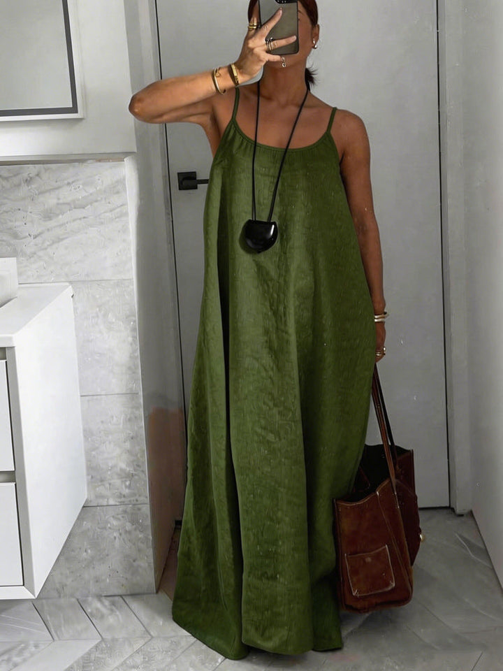 Damen luftiges Leinen-Maxikleid Drune