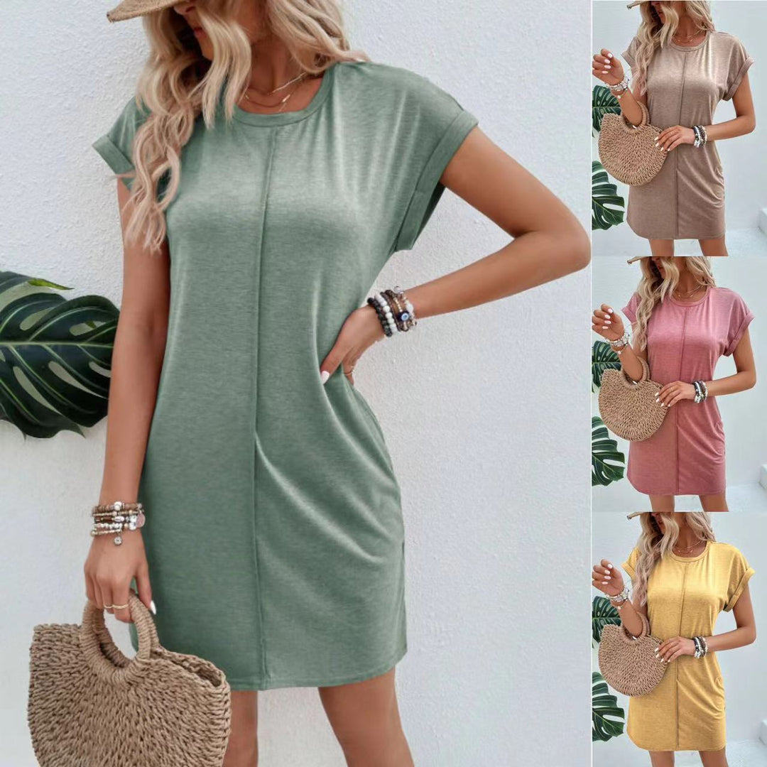 Damen lässiges Kurzarm-Kleid Drune