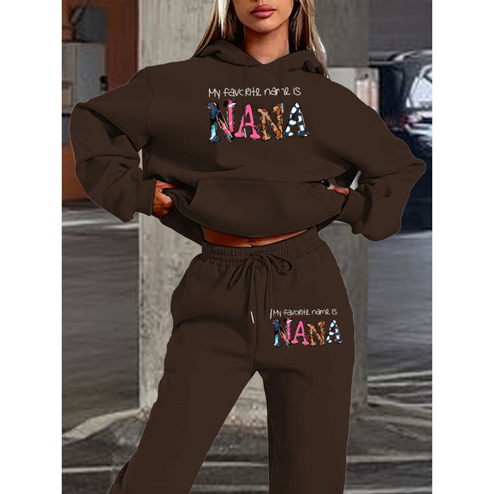 Damen Jogginganzug mit kreativem Schriftzug und bequemer Passform Drune