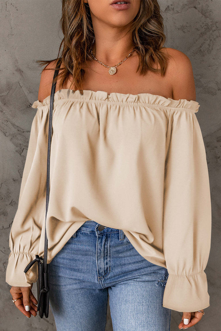 Damen Off-Shoulder Bluse mit Rüschendetails und lässigem Schnitt Drune